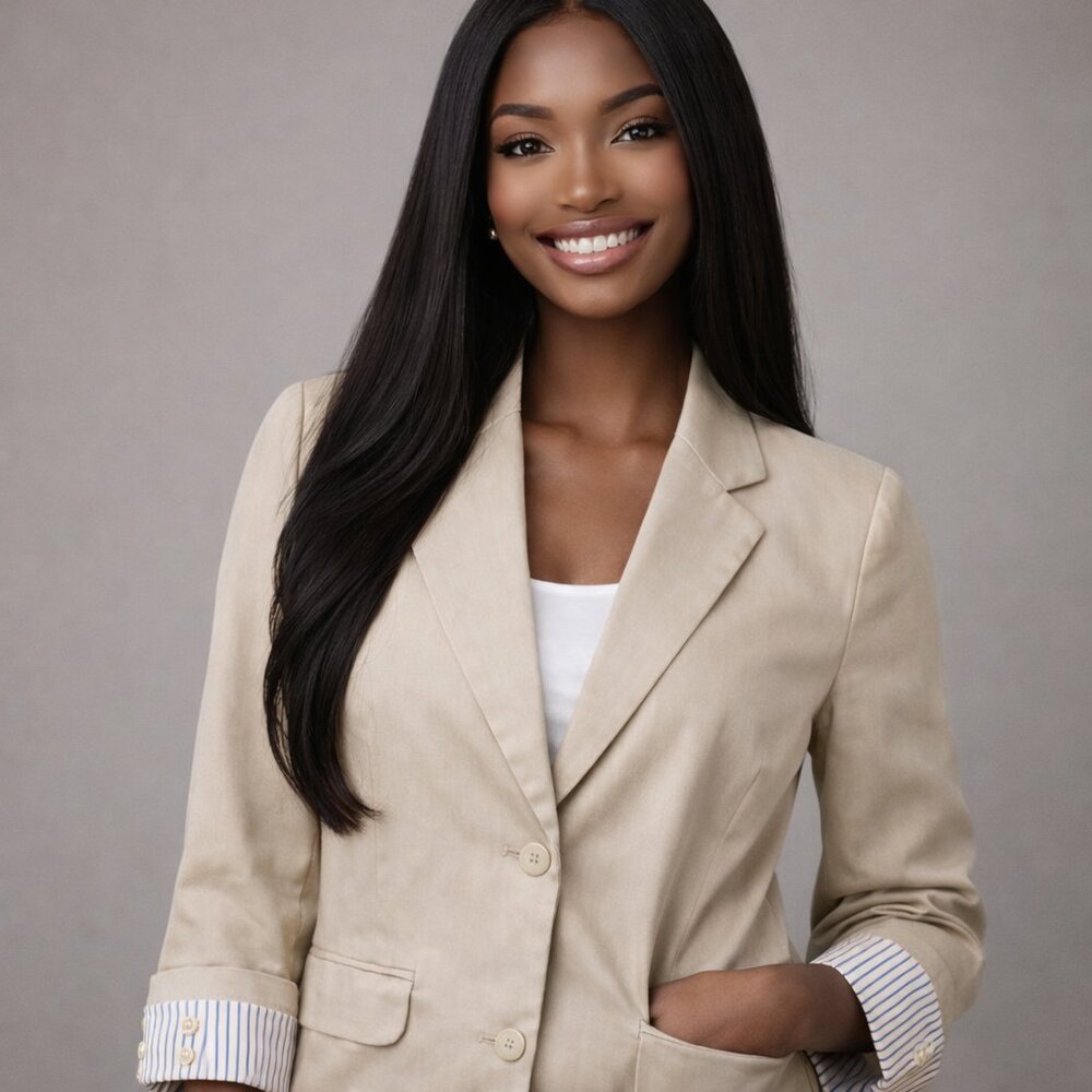 CLASSIC POLISH ✦ GAP TAILORED KHAKI BLAZER WITH STRIPED CUFF DETAIL — SIZE 14